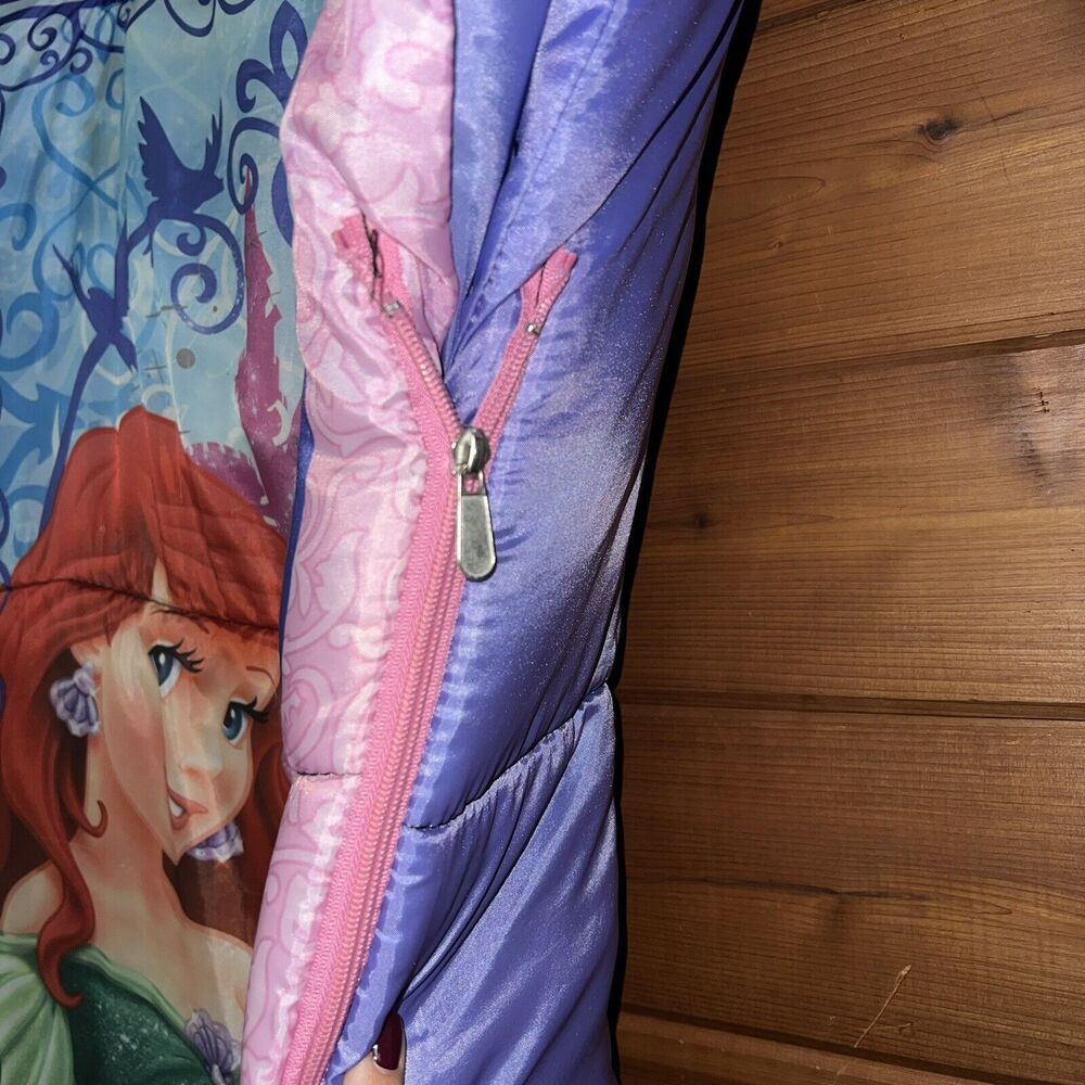 Disney Princess Sleeping Bag Girls Pink Purple Belle Ariel Cinderella - Picture 4 of 5